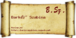 Barkó Szabina névjegykártya